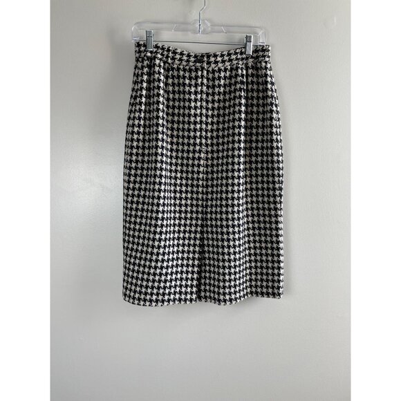 Sag Harbor Wool Blend Pencil Skirt Womens 10 Black/White Houndstooth Lined - Picture 5 of 9